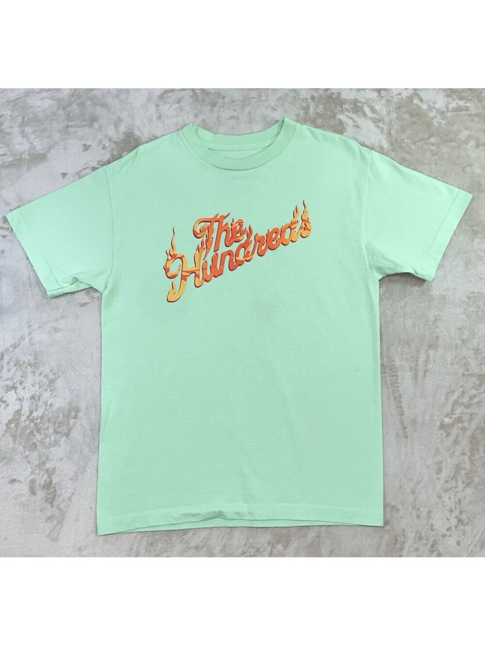 The Hundreds Adam Bomb Flaming Logo Print Spellout Mint Green Tee Mens M - NWOT